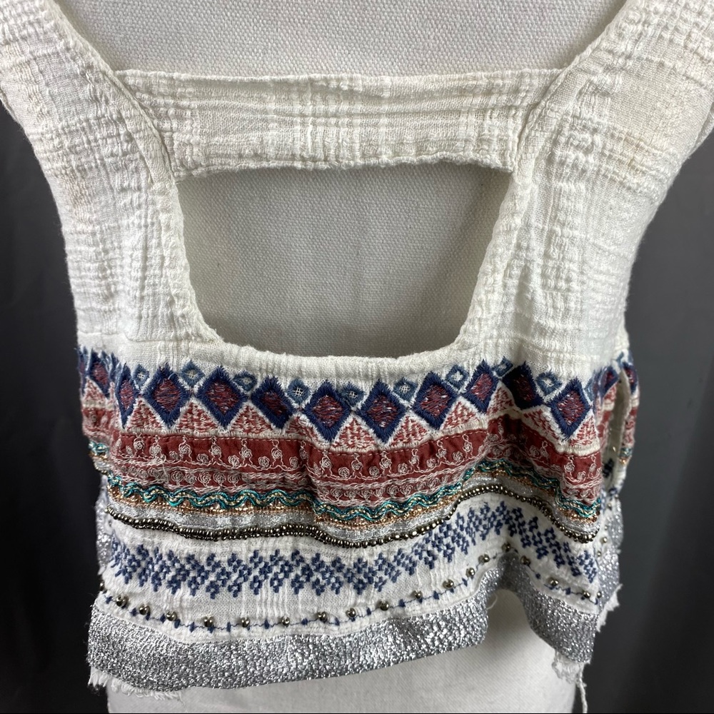 Ecote Beaded Linen Open Back Tank Top A14 - Picture 8 of 16
